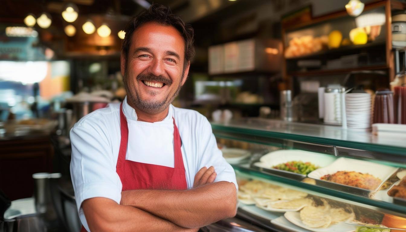 a happy restaurant owner